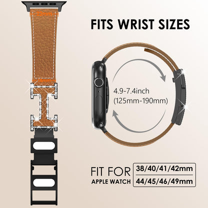 Leather Magnetic Watch Band Compatible with Apple Watch Ultra Band 49mm 46mm 45mm 44mm 42mm 41mm 40mm 38mm Replacement Strap for Women Men iWatch Ultra 3/2/1/SE3/Series 11/10/9/8/7/6/5/4/3/2/1