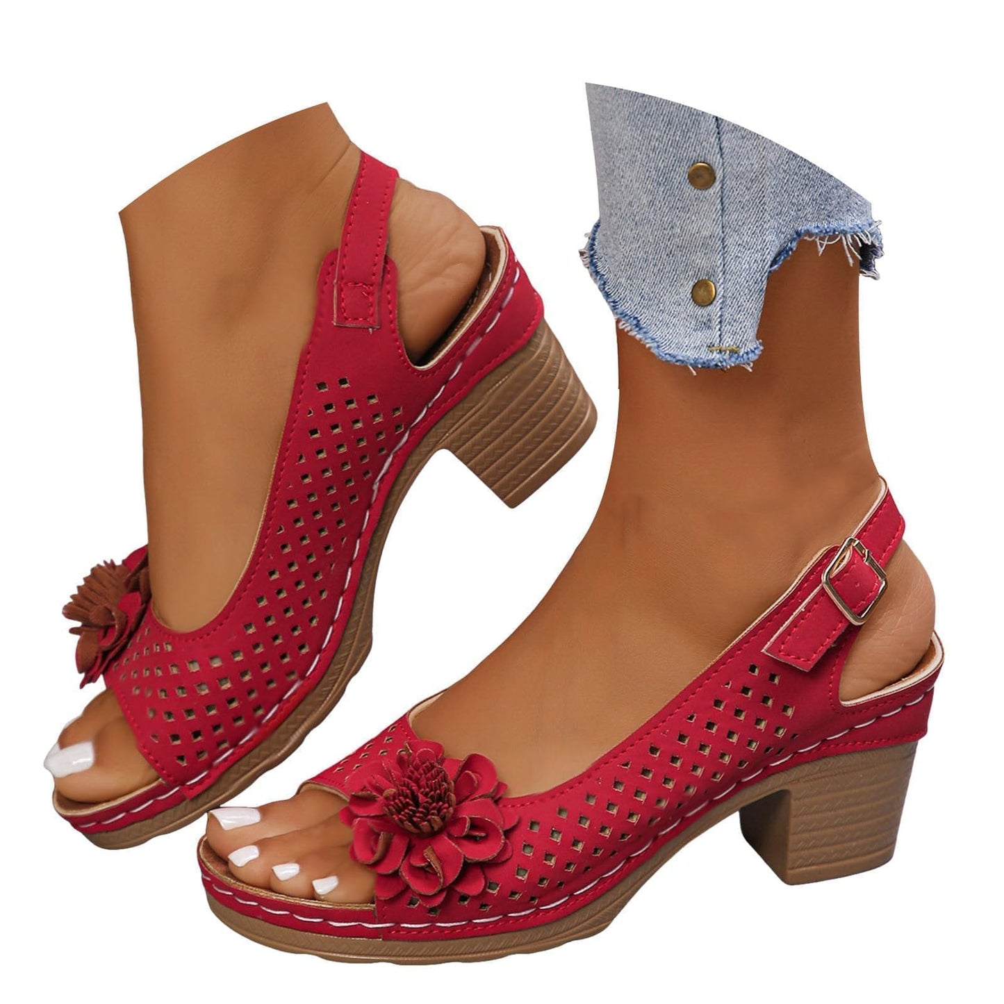 Orthopedic Wedge Sandals For Women 2026,Chunky Block Arch Support Sandal Adjustable Ankle Strap Hollow Out Low Heeled Slippers Wide Width Elegant Dressy Summer Platform Beach Shoes