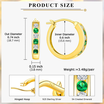 Channel Set Small Huggie Hoop Earrings Sterling Silver or 14K Gold Color,Lightweight Hypoallergenic CZ Diamond Chunky Hoop Earrings for Women