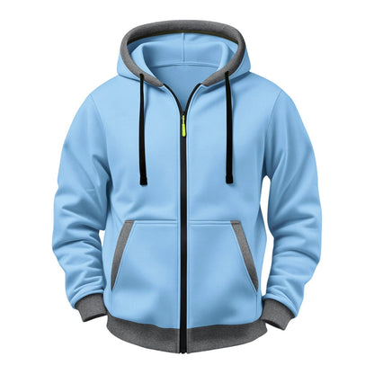JOAU Men Casual Heavyweight Zip Long Sleeve Hooded Sweatshirt with Pockets | Fall Winter Thickened Warm Fashion Tops for Baggy Sweat Running Trendy Comfy Outdoor Travel Vacation Wear