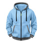 JOAU Men Casual Heavyweight Zip Long Sleeve Hooded Sweatshirt with Pockets | Fall Winter Thickened Warm Fashion Tops for Baggy Sweat Running Trendy Comfy Outdoor Travel Vacation Wear
