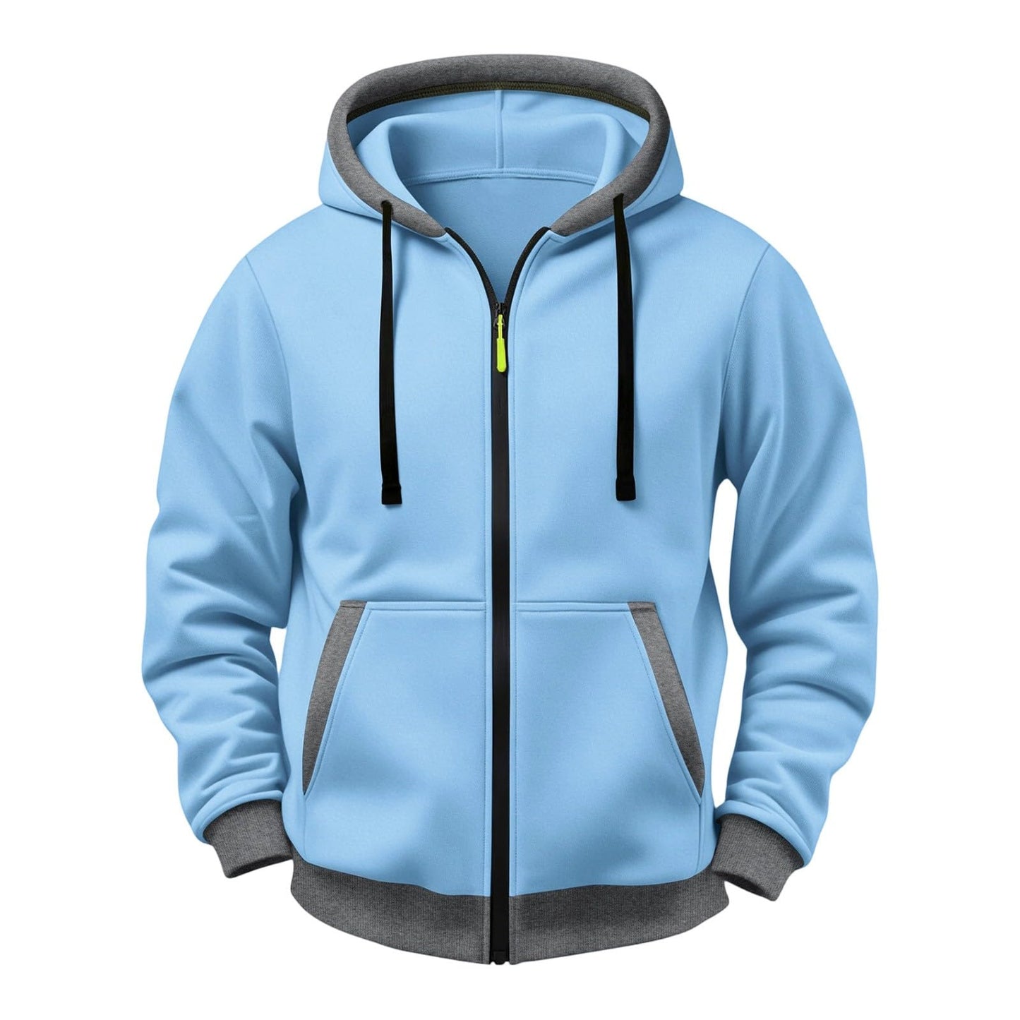 JOAU Men Casual Heavyweight Zip Long Sleeve Hooded Sweatshirt with Pockets | Fall Winter Thickened Warm Fashion Tops for Baggy Sweat Running Trendy Comfy Outdoor Travel Vacation Wear