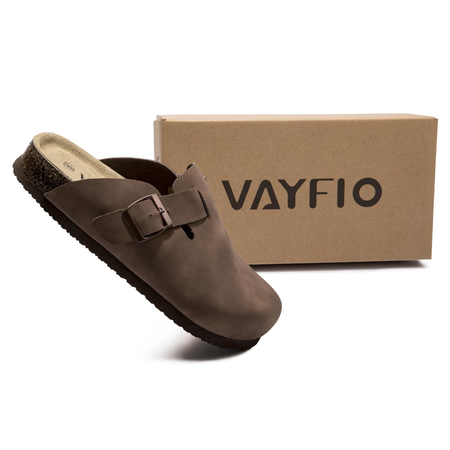 Women Suede Clogs Casual Slip On Potato Mule Slippers | Soft Suede Upper, Arch-Support Cork Insole, Adjustable Buckle, Anti-Slip Sole