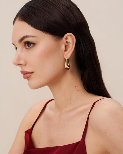 SNGIA Long Oval Chunky Dangle 18K Gold Plated Hoops with Colored Resin Gemstone Statement Earrings for Women, (Green, Brown, Light blue, Dark Blue), Bold Drop Handmade Exaggerated Irregular Trendy Bohemian Jewelry Gifts, Unique Dangling Teardrop Baroque S