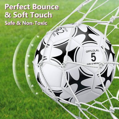 Tradder 4 Pack Soccer Ball with Pump Size 3 4 5 Deflated Soccer Ball for Outdoor Indoor Game Sport Practice Training Gift for Kid Youth Teen Adult Charity Donation