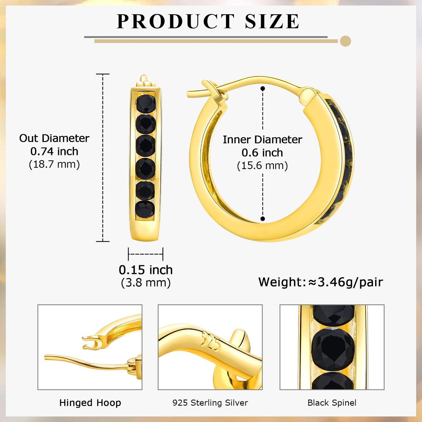 Channel Set Small Huggie Hoop Earrings Sterling Silver or 14K Gold Color,Lightweight Hypoallergenic CZ Diamond Chunky Hoop Earrings for Women