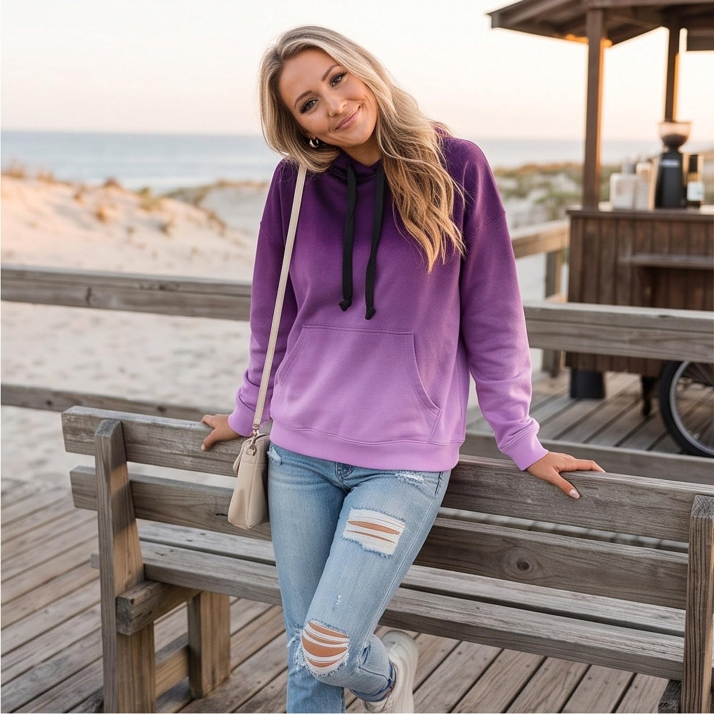 Women Gradient Tie Dye Pullover Hoodie Long Sleeve Drawstring With Pocket Oversized Casual Street Sweatshirts