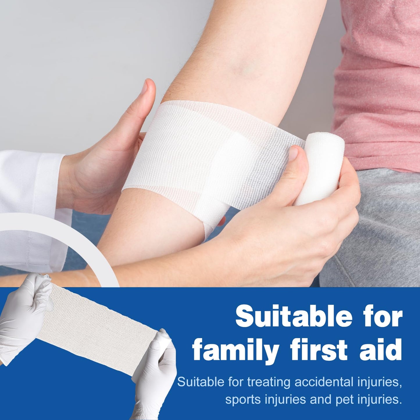 AZEN 25 Pack Gauze Rolls Bandages, 3 in x 4.1 Yards, Premium Medical Supplies & First Aid Supplies, Bandage Wrap Vet Wrap, Mummy Wraps