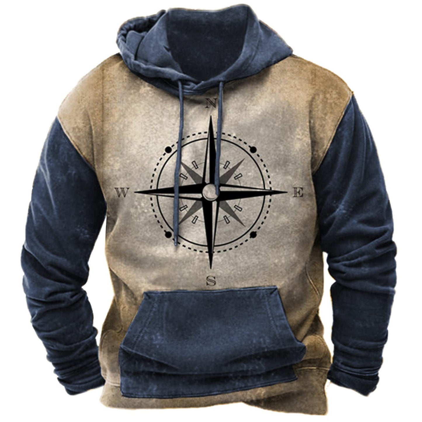 Men's Hooded Sweatshirt American Flag Print Long Sleeve Pullover Sweatshirt Vintage Tribal Aztec Graphic Hoodie Tops