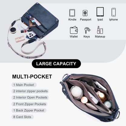 Crossbody Bags for Women Rfid Travel Crossbody Purses Leather Handbags Medium Shoulder bag with Adjustable Strap