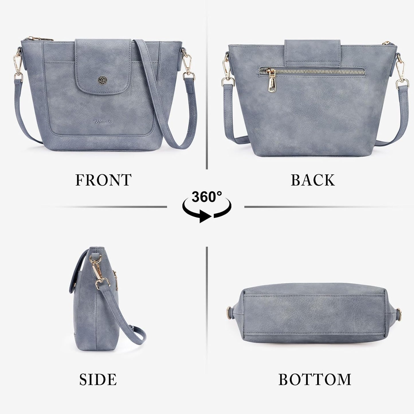 Crossbody Purses for Women Vegan Leather Small Crossbody Bags with Adjustable Strap Lightweight Travel Shoulder Bag