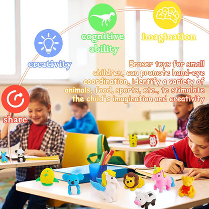 URSKYTOUS 60Pcs Animal Erasers Desk Pets for Kids,Classroom Prizes | Bulk Puzzle Erasers Toys,Party Favors,Back to School,Treasure Chest,Goodie Bag Stuffers,Easter Egg Fillers,Stocking Stuffers