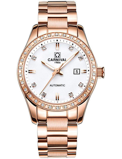 LOREO Women's Automatic Watch Diamond-Accented Dress Watch for Women Self-Winding Mechanical Watch with Sapphire Crystal Stainless Steel Two-Tone Bracelet 33MM Elegant Wrist Watch