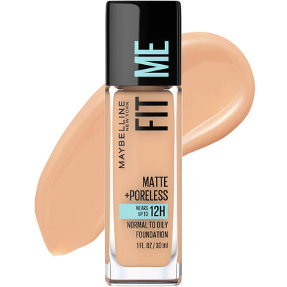 Maybelline Fit Me Matte + Poreless Liquid Oil-Free Foundation Makeup, Mocha, 1 Count (Packaging May Vary)