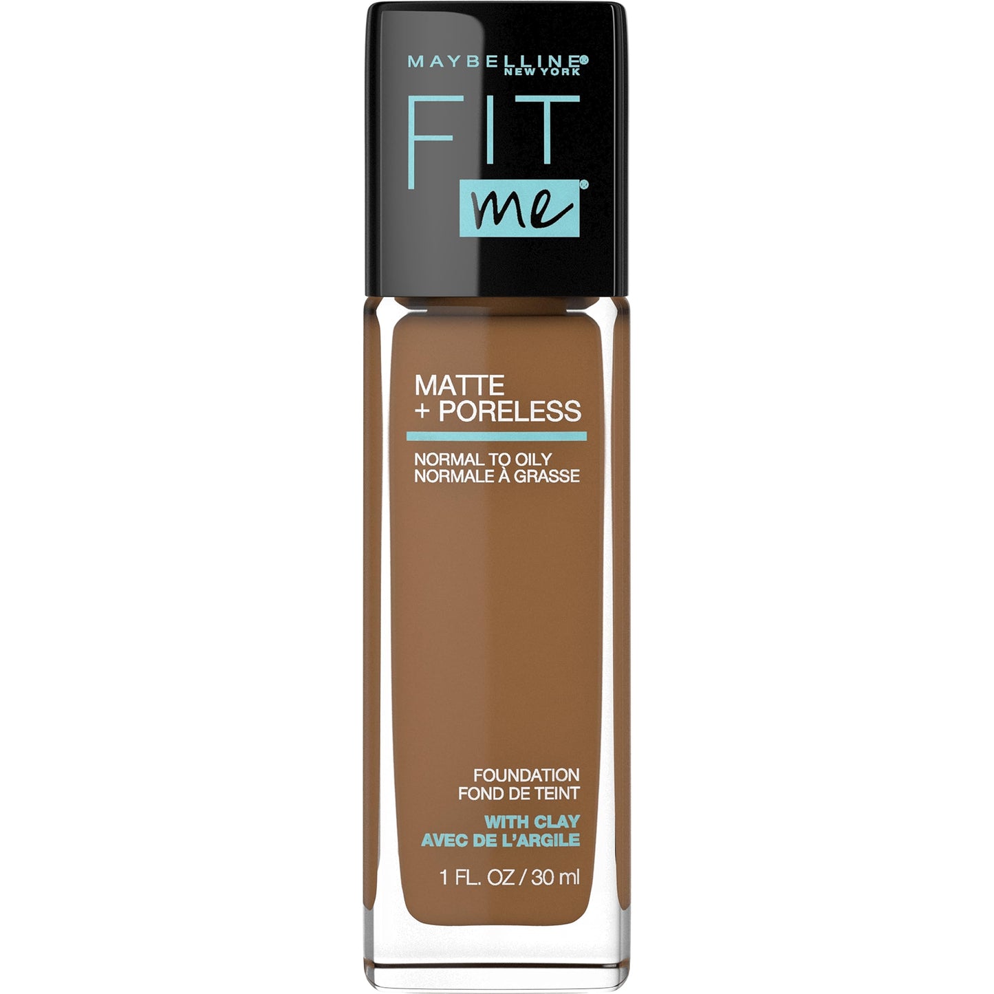 Maybelline Fit Me Matte + Poreless Liquid Oil-Free Foundation Makeup, Mocha, 1 Count (Packaging May Vary)
