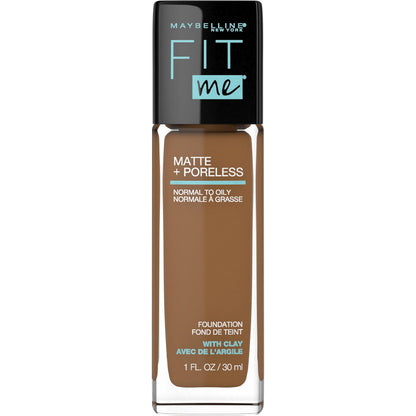 Maybelline Fit Me Matte + Poreless Liquid Oil-Free Foundation Makeup, Mocha, 1 Count (Packaging May Vary)