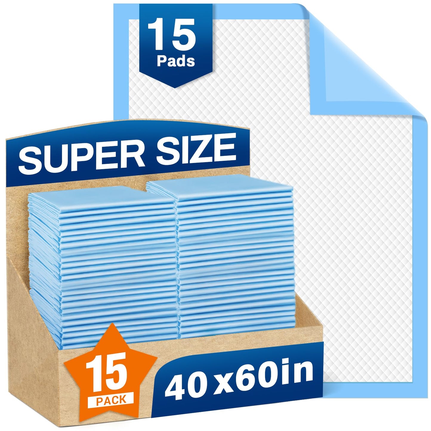 MILDPLUS Disposable Bed Pads 40"X40" 50pcs Extra Large Pee Pads for Incontinence 140 Gram Heavy Duty Super Absorbent Underpads Waterproof Chucks Pads for Adults, Elderly or Pets [100x100CM]