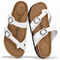 Project Cloud 100% Genuine Leather Womens Sandals -Lightweight Womens Slides Memory Foam Insole & Cork Footbed Sandals Women - Non-Slip Beach Essentials Summer Sandals for Women 2026 (Lian)