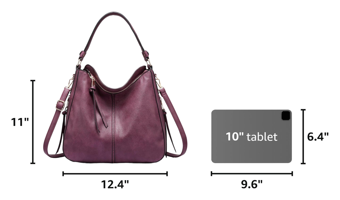 Realer Hobo Crossbody Bags for Women Designer Faux Leather Hobo Handbags Retro Large Size Shoulder Bag Bucket Purse