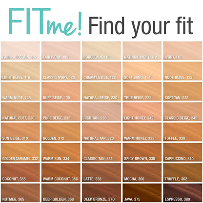 Maybelline Fit Me Matte + Poreless Liquid Oil-Free Foundation Makeup, Mocha, 1 Count (Packaging May Vary)