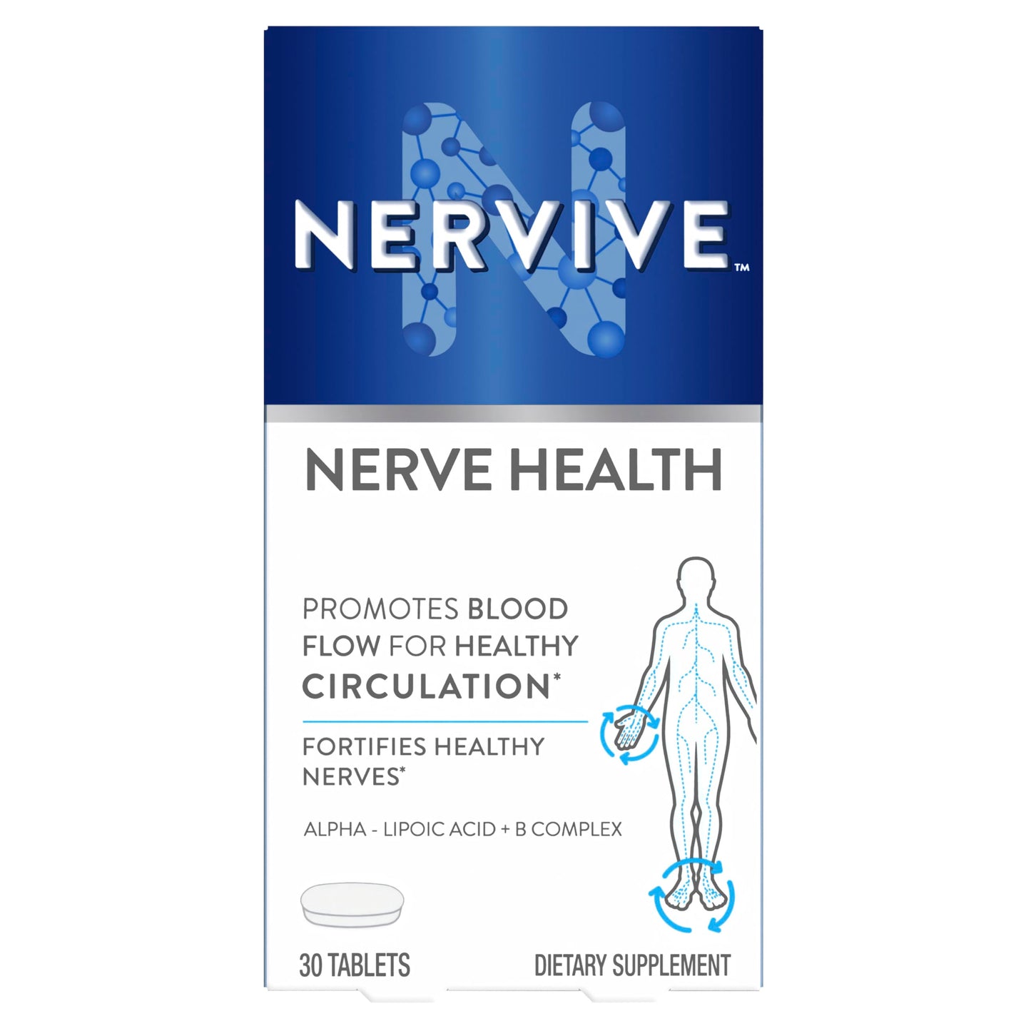 Nervive Nerve Health, Alpha Lipoic Acid, Fortify Nerve Health, Healthy Nerve Function, Healthy Blood Circulation, Supplement, Tablet, 60 Tablets
