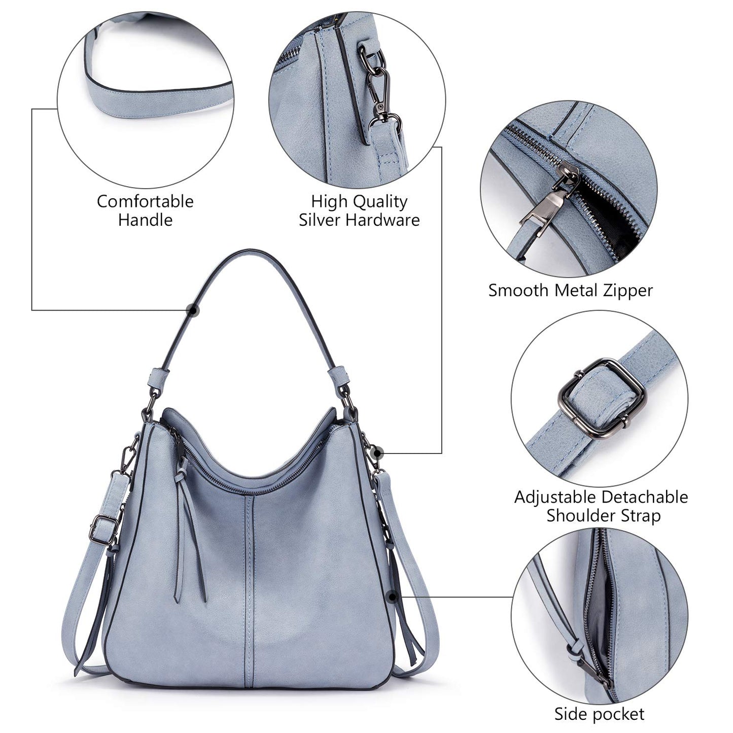 Realer Hobo Crossbody Bags for Women Designer Faux Leather Hobo Handbags Retro Large Size Shoulder Bag Bucket Purse
