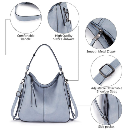 Realer Hobo Crossbody Bags for Women Designer Faux Leather Hobo Handbags Retro Large Size Shoulder Bag Bucket Purse