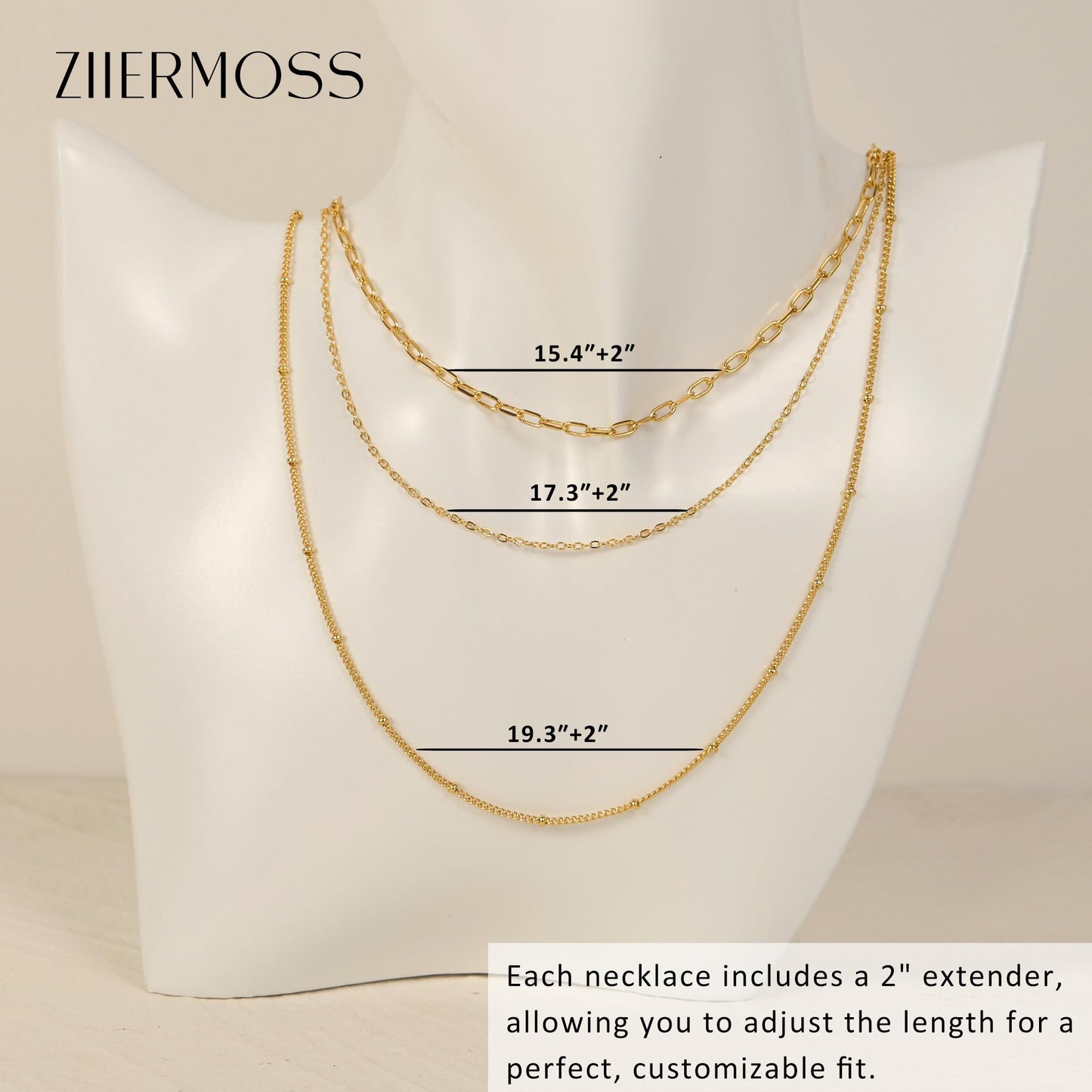 3PCS Gold Necklaces for Women,Chunky Statement Gold Plated Necklace Stack Layered Sterling Silver Herringbone Chains for Women Dainty Trendy Silver Chains Stacked Jewelry Gifts