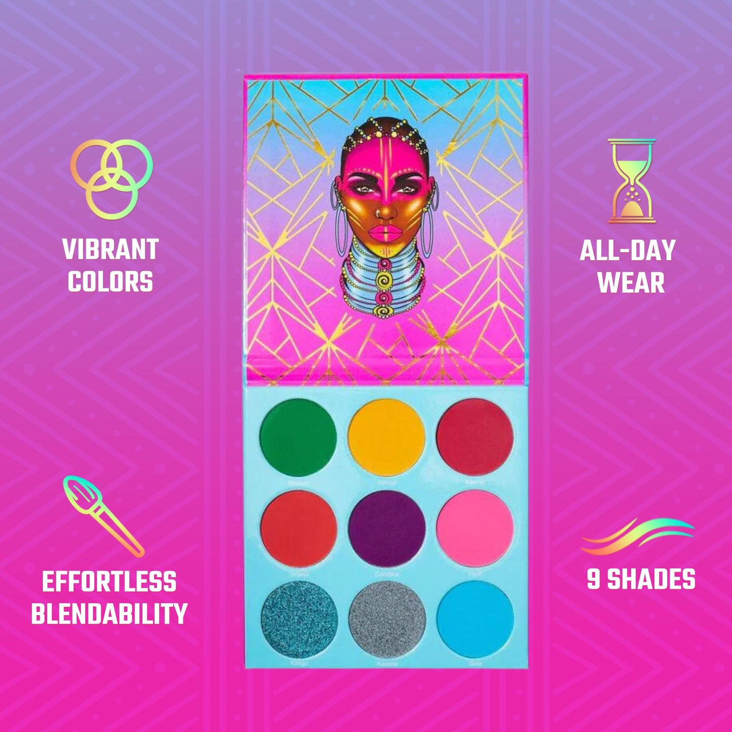 Juvia's Place Palette The Warrior - Warm Golds, Browns & Bronzes, Shades of 9, Warm and Neutral Palette, Pigmented Makeup Palette Eye Color & Shine