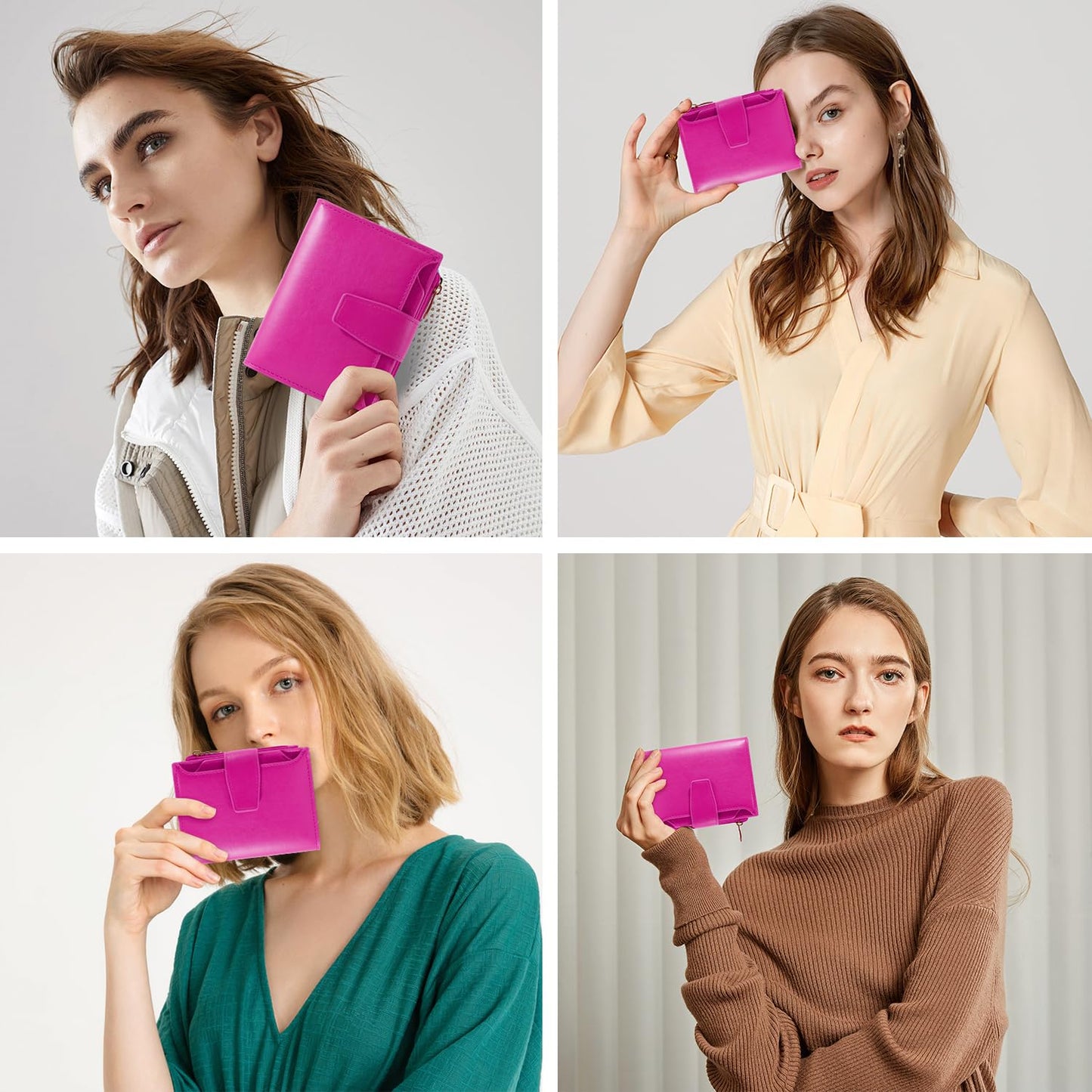Airkit Small Wallet Women RFID Blocking Soft Leather Bifold Compact Card Holder Wallet for Women with Zipper Coin Pocket 4 ID Window