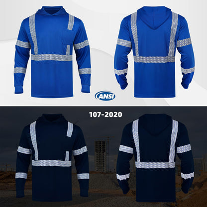 High Visibility Hoodies for Men,Safety Reflective Long Sleeve ANSI Class 3 Hi Vis Construction Work Shirts with Hood