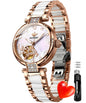 OLEVS Womens Automatic Watches Gold Classic Diamond Ladies Self Winding Mechanical Two Tone Stainless Steel Wrist Watch Date