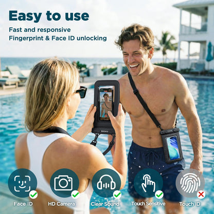CACOE Floatable Waterproof Phone Pouch 2 Pack Up to 9.0", Black+Green | Floatable, IPX8 Waterproof Phone Case,Adjustable Lanyard,Dry Bags for Beach/Cruise/Travel/Camping/Kayak/Vacation Essentials