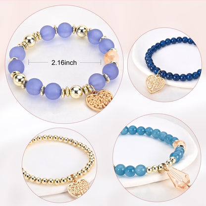Bohemian Bracelet Sets for Women - 6 Sets Stackable Stretch Bracelets Multi-color Boho Jewelry for Women Hippie Bracelets Dainty Jewelry
