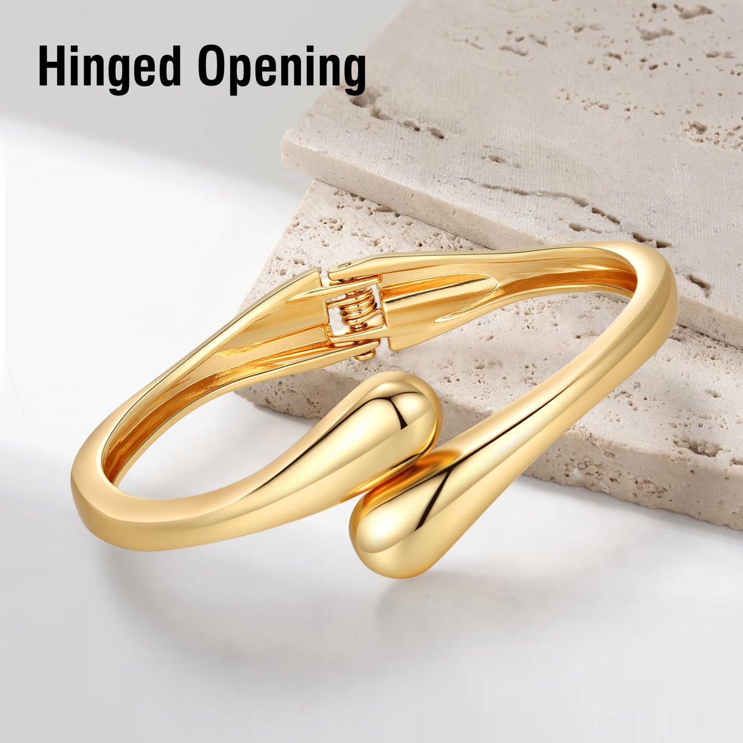 Chunky Gold Bangle Bracelets for Women Trendy 14K Gold Plated Cuff Bracelets Stack, Dainty Gold Bracelet Sets Non Tarnish Fashion Jewelry Gift