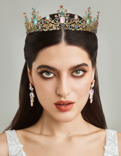 SWEETV Queen Crown for Women - Baroque Wedding Tiaras and Crowns,Jeweled Tiara Crown,Prom Birthday Halloween Hair Accessories