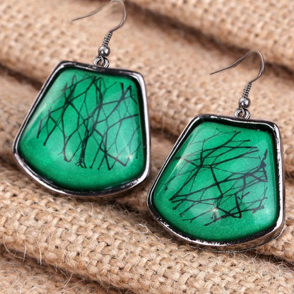 YAZILIND Vintage Ethnic Tibetan Sliver Turquoise Bib Collar Earrings Necklace Jewelry Set Women