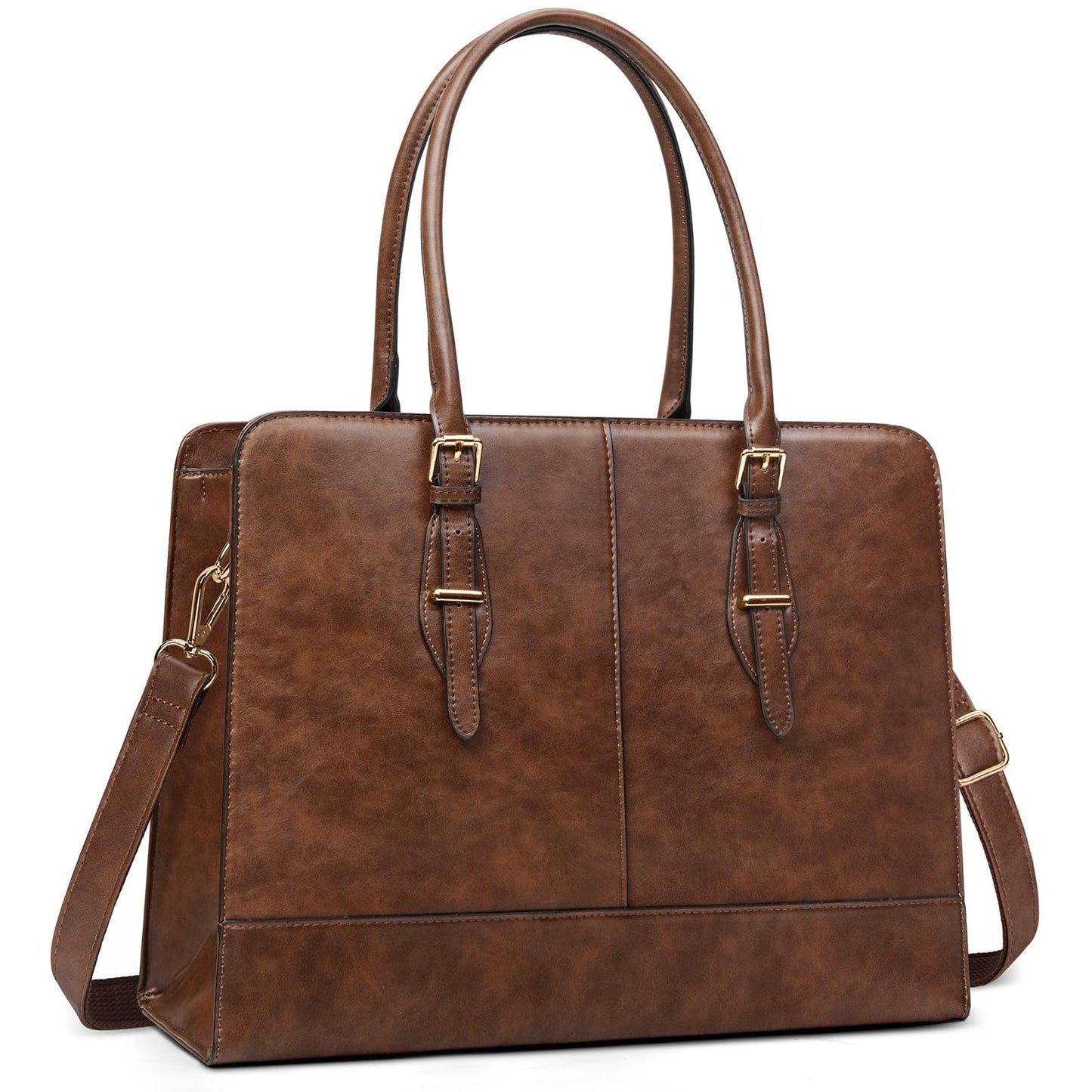 Laptop Bag for Women 15.6 Inch Leather Work Tote Briefcase Business Computer Shoulder Bag Large Capacity Waterproof Office Messenger Handbag Professional Teacher Nurse Carryall