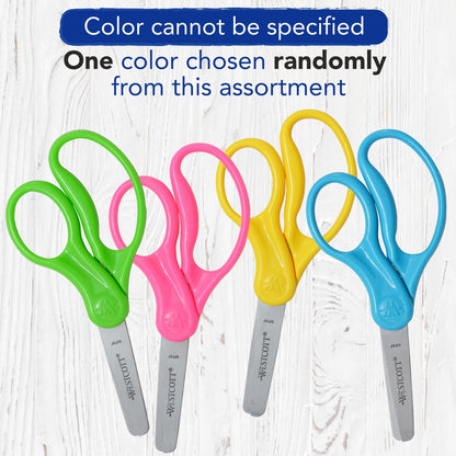 Westcott 16454 Right- and Left-Handed Scissors, Kids' Scissors, Back to School, Classroom Supplies, Ages 4-8, 5-Inch Blunt Tip, Assorted, 6 Pack