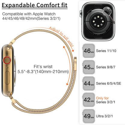 MARGE PLUS Slim Milanese Loop Compatible with Apple Watch Band for women 41mm 40mm 38mm 42mm 46mm 45mm 44mm, Stainless Steel Magnetic Mesh Strap work on iWatch Series 11 10 9 8 7 6 5 4 3 & SE 3 2 1