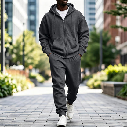 Jogger Sweatpants Matching Outfit For Men 2 Piece Sweat Suits Full Zip Up Hooded Tracksuit Soft Fleece Set