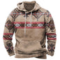 Men's Hooded Sweatshirt American Flag Print Long Sleeve Pullover Sweatshirt Vintage Tribal Aztec Graphic Hoodie Tops