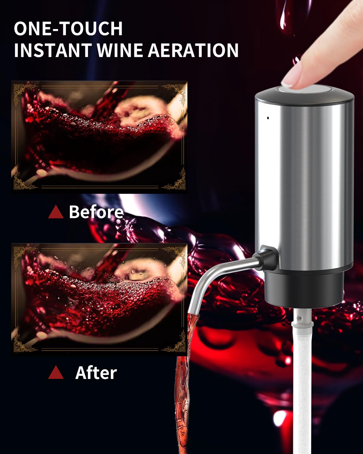 CIRCLE JOY Electric Wine Opener Rechargeable 5-in-1 Stainless Steel Wine Gift Set with Foil Cutter, Wine Aerator Pourer, Wine Drip Ring & Vacuum Stopper, Ideal Gifts for Wine Lovers, Silver