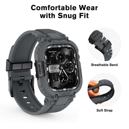 amBand Bands Compatible with Apple Watch 9/8/7 45mm, M1 Sport Series Rugged Case Protective Cover for iWatch 6/SE (3/2/1)/5/4/3 44mm Men Green