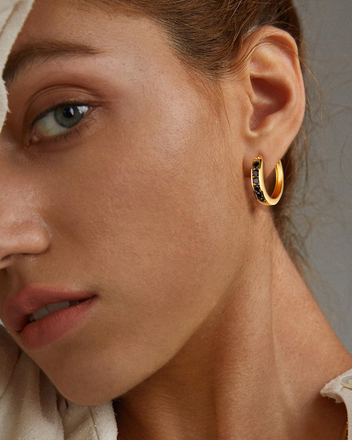 14K Gold Plated/925 Sterling Silver Birthstone Hoop Earrings for Women | 18mm Created Gemstone Hoops,Hypoallergenic and Lightweight,Birthday Mother's Day Jewelry(with Gift Box)