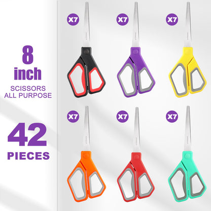BURVAGY 30Pack 8" Scissors All Purpose, Heavy Duty Scissors with Ultra Sharp Blades Comfort Grip Handles - For Office Home School Sewing Fabric Crafts, High/Middle School Student Teacher Scissor