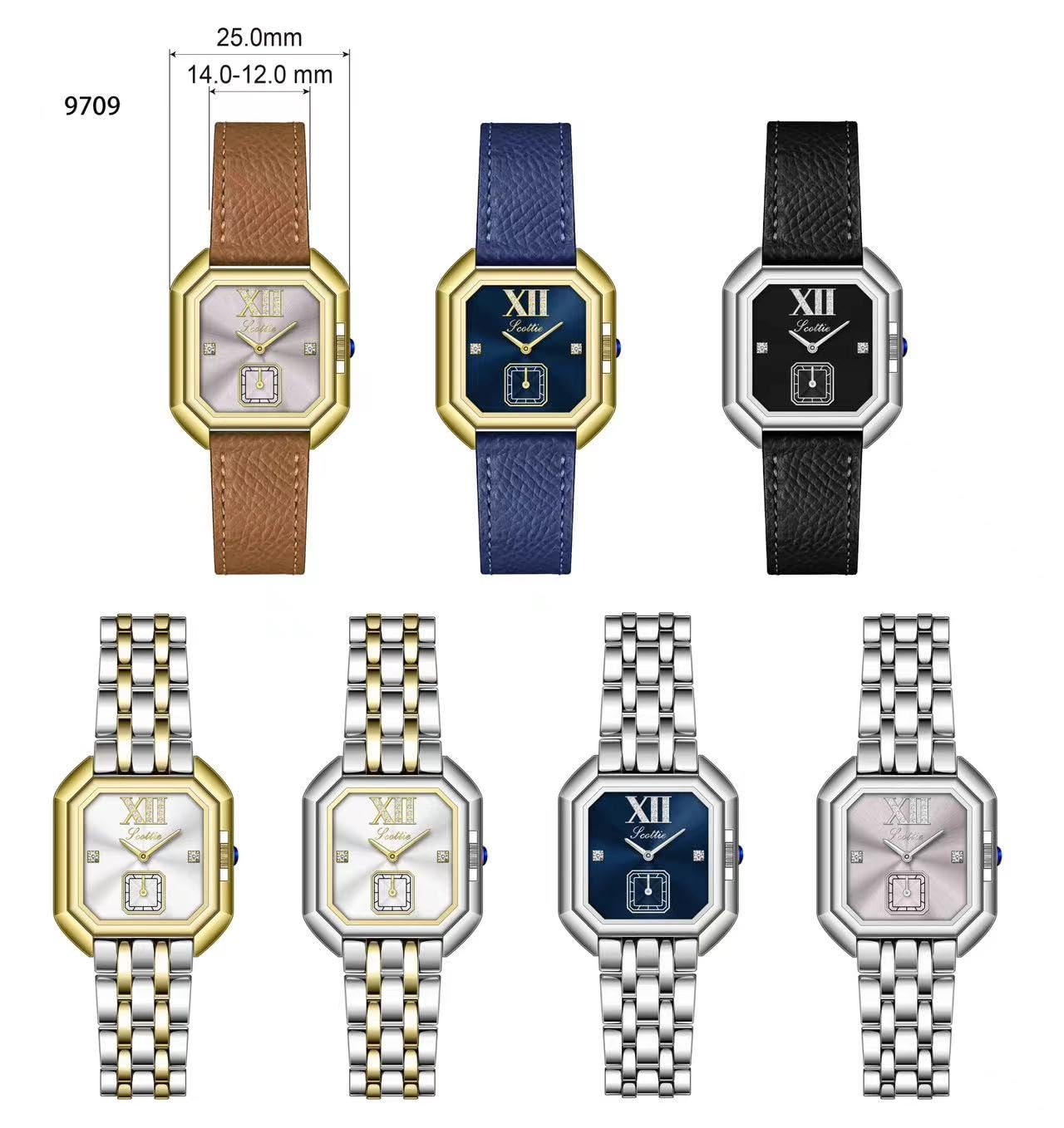 LOREO Luxury Dress Women's Leather Watch Square Dial Diamond Lady's Waterproof Elegant Analog Quartz Bracelet Watch