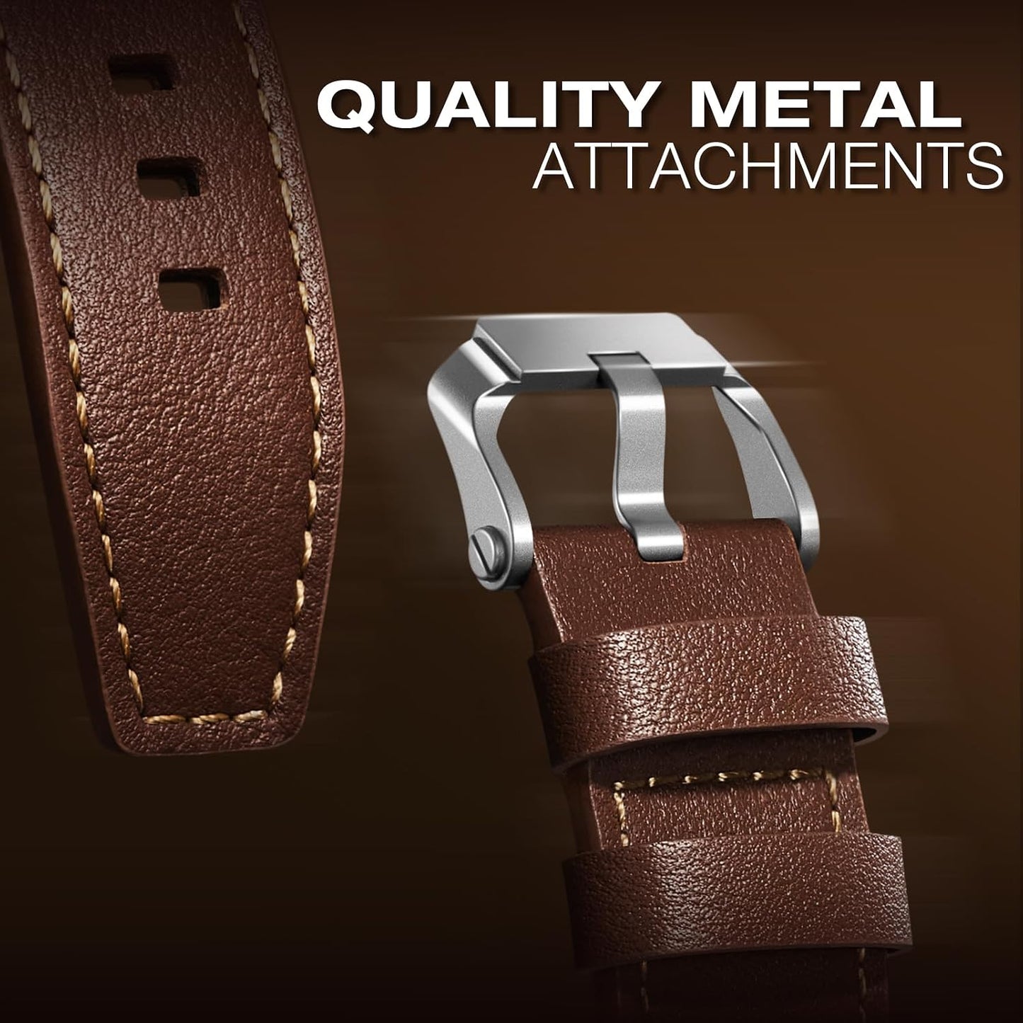 Leather bands Compatible With Apple Watch Ultra Band 49mm 46mm 45mm 44mm 42mm, Superior Genuine Leather Rugged Metal Connector Durable Strap for Men iWatch Ultra3 2 1,Series 11 10 9 8 7 6 5 4 3 SE3 SE