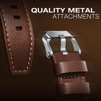 Leather bands Compatible With Apple Watch Ultra Band 49mm 46mm 45mm 44mm 42mm, Superior Genuine Leather Rugged Metal Connector Durable Strap for Men iWatch Ultra3 2 1,Series 11 10 9 8 7 6 5 4 3 SE3 SE