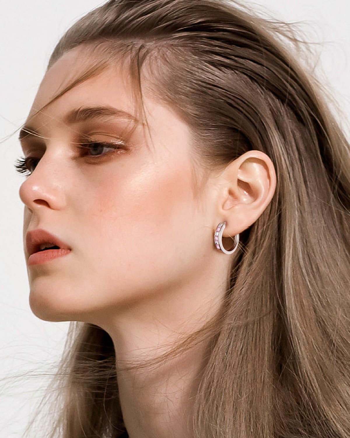 14K Gold Plated/925 Sterling Silver Birthstone Hoop Earrings for Women | 18mm Created Gemstone Hoops,Hypoallergenic and Lightweight,Birthday Mother's Day Jewelry(with Gift Box)